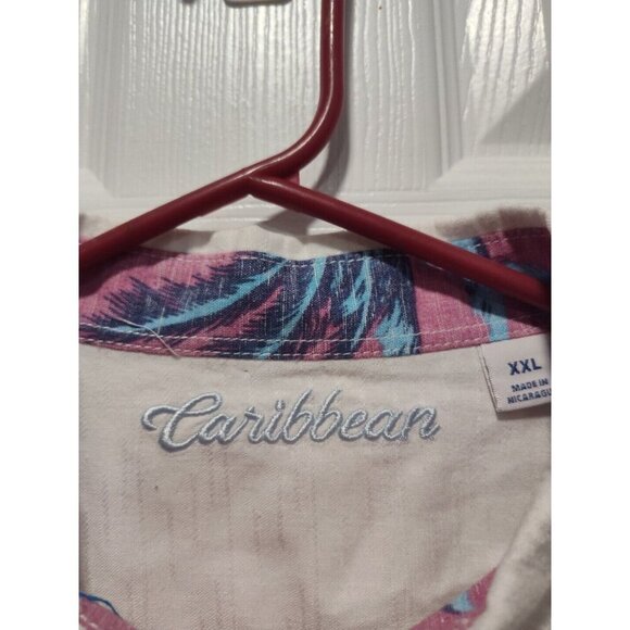 Caribbean White Button Up LINEN Blend Shirt Casual Coastal Tropical Beach XXL - Picture 4 of 10